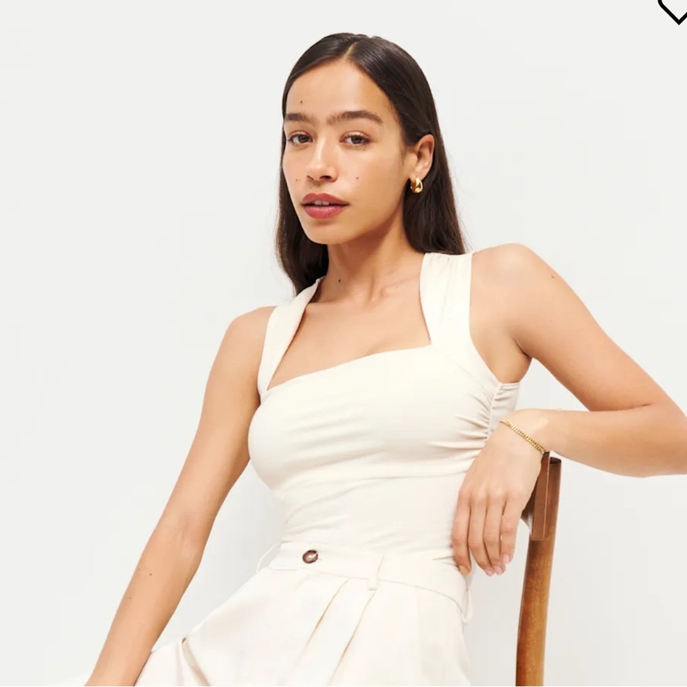 Reformation Greyson Knit Top Ivory - Size S